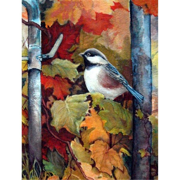 Carolines Treasures Fence Sitter Chickadee Flag Canvas House Size PJC1060CHF